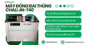 Máy đóng đai thùng CHALI JN-740: Giải pháp đóng gói cho kho hàng và cơ sở sản xuất